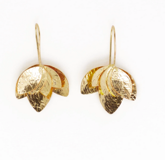 Brass Sasha Layered Flower Threader Earrings