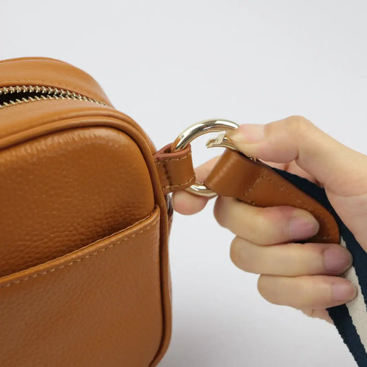 Convertible Pebbled Leather Belt Bag/Sling Bag: Camel