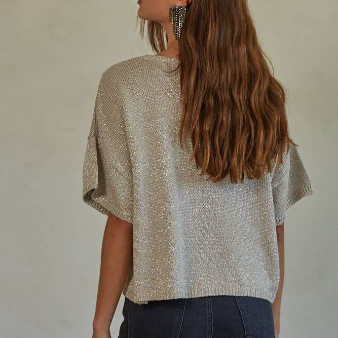 Knit Sweater Lurex Detailed Sleeve Top