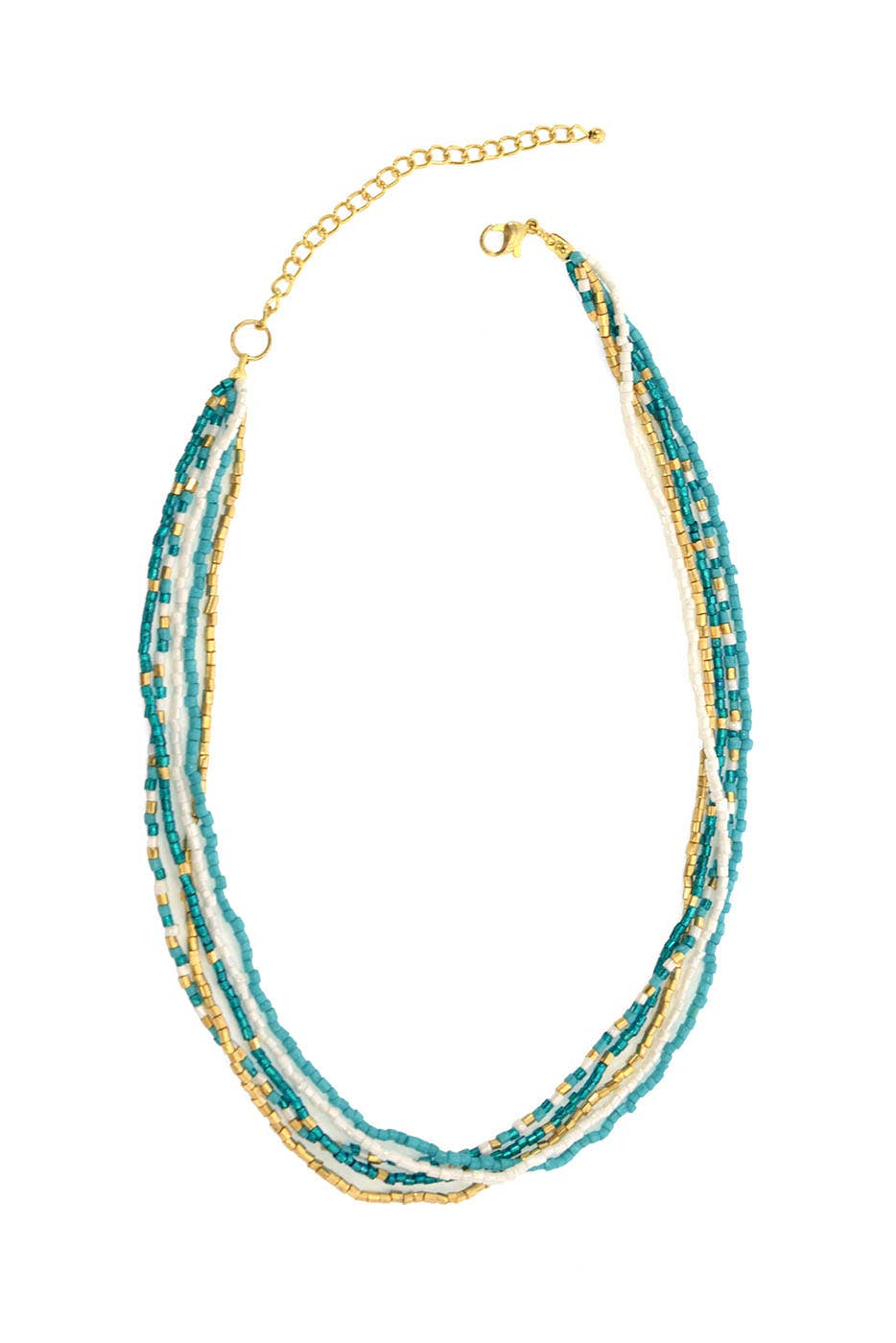 Turquoise and White 5 Row Beaded Necklace