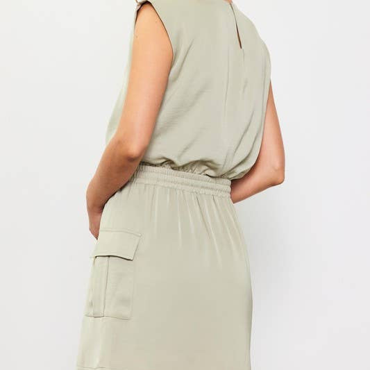 Sage Muscle Utility Mini Dress