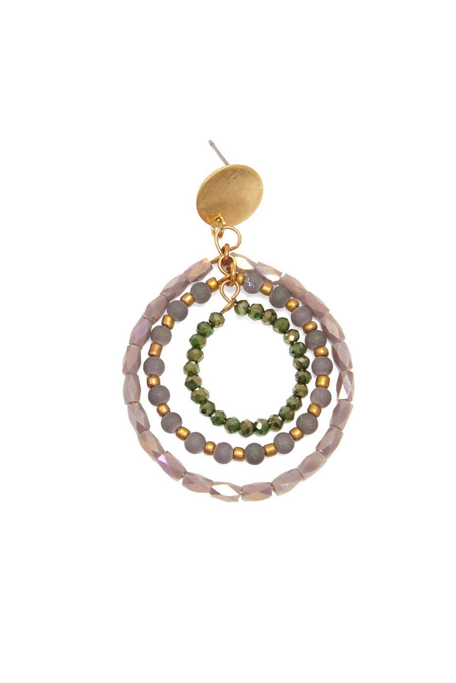 Lilac and Teal Neutral Beaded Loop Post Earrings