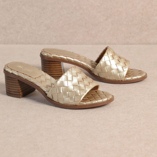 Riley Gold Weave Heel Sandal