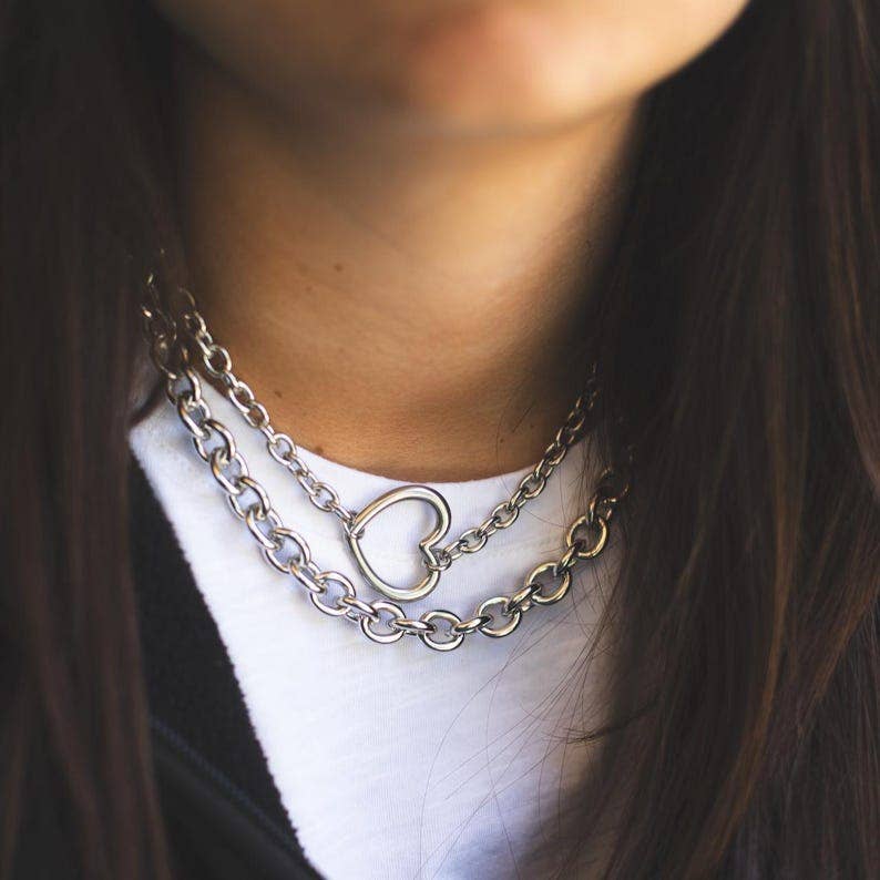 Stainless Steel Open Heart Necklace