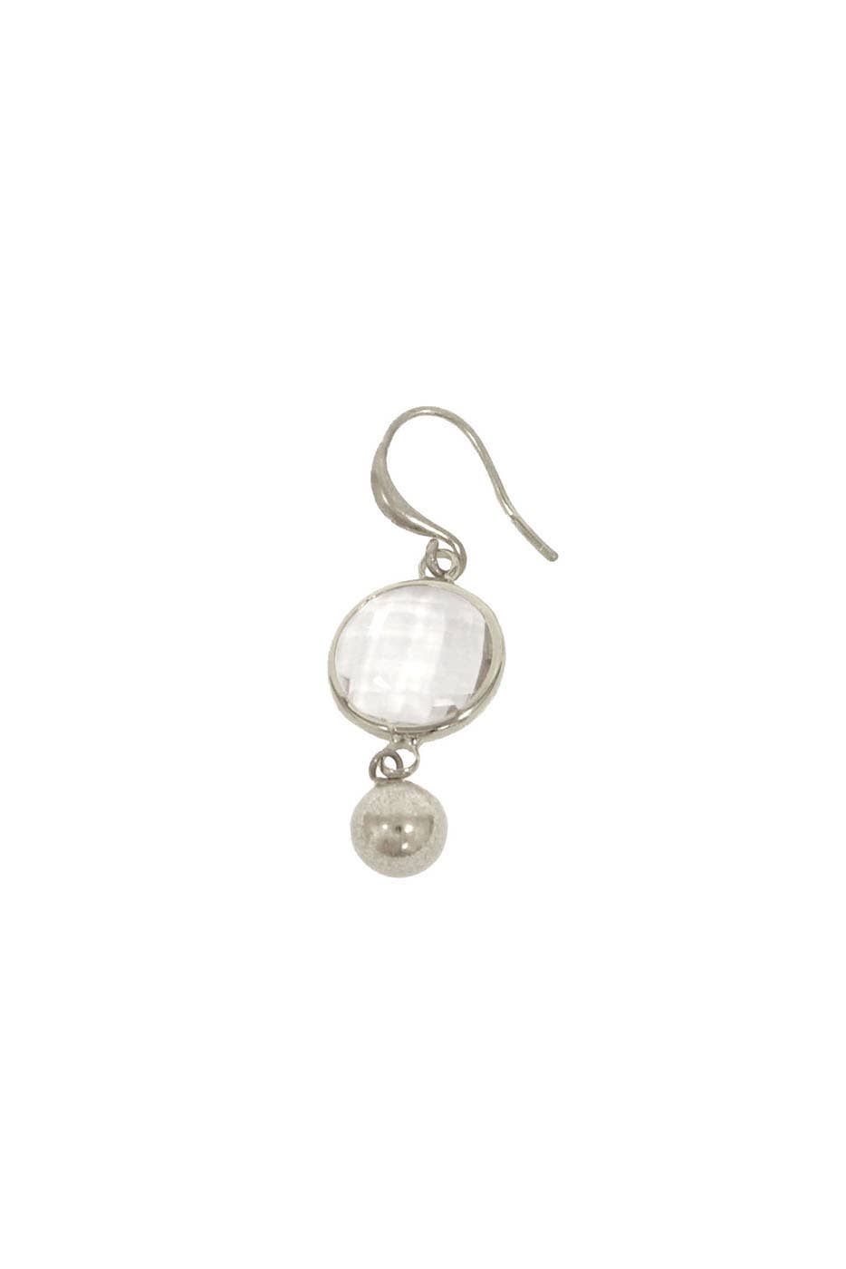 Silver Crystal and Ball Drop Fish Hook Earrings