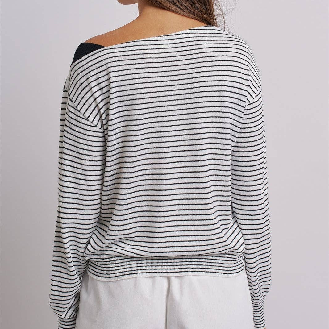 Asymmetrical Striped One-Shoulder Top