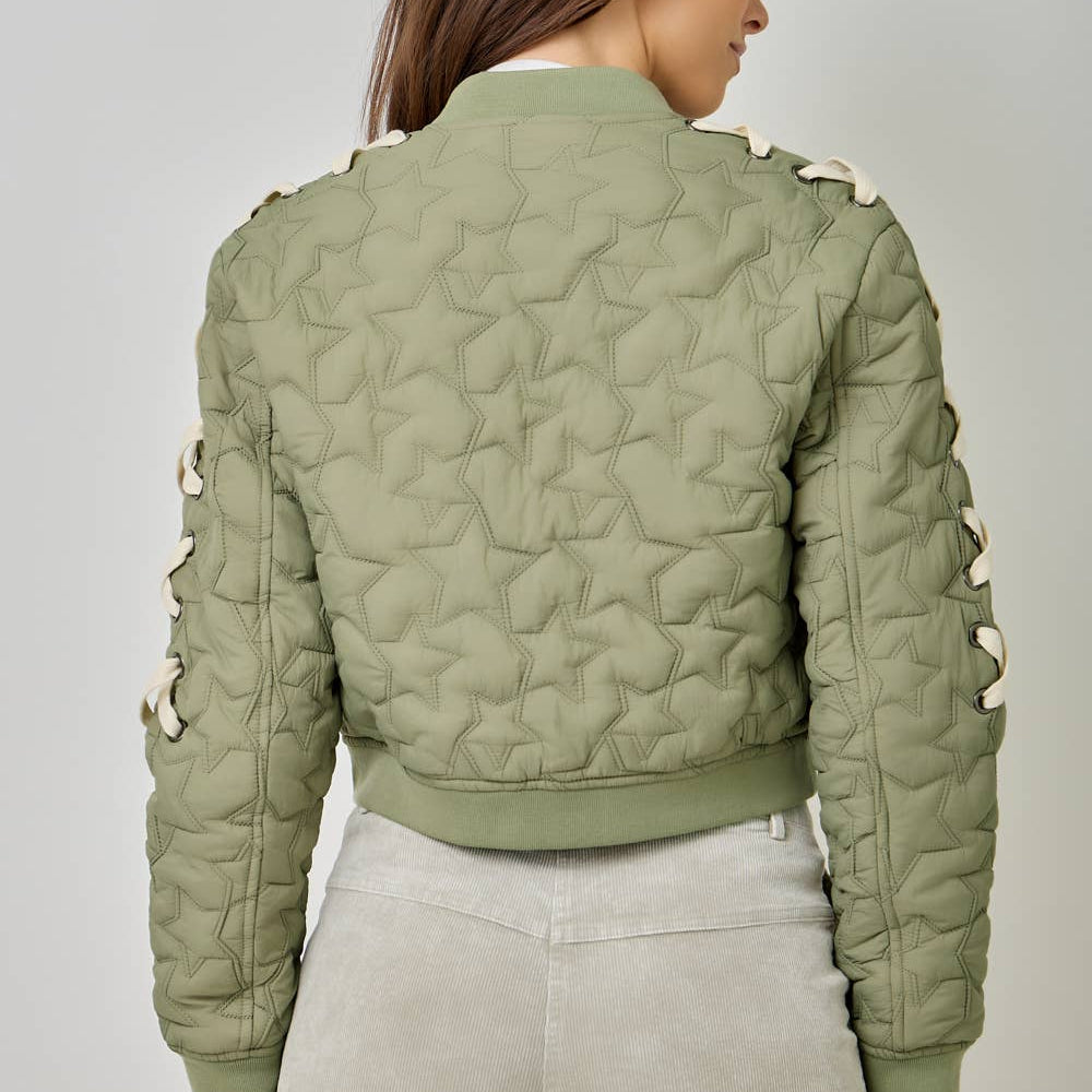 Lace Up Star Bomber Jacket