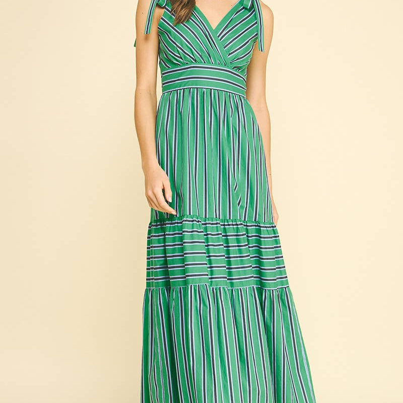 STRIPE TIERED MAXI DRESS