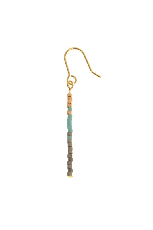 Aqua Long Bar w/ Aqua Beads Fishhook Earrings
