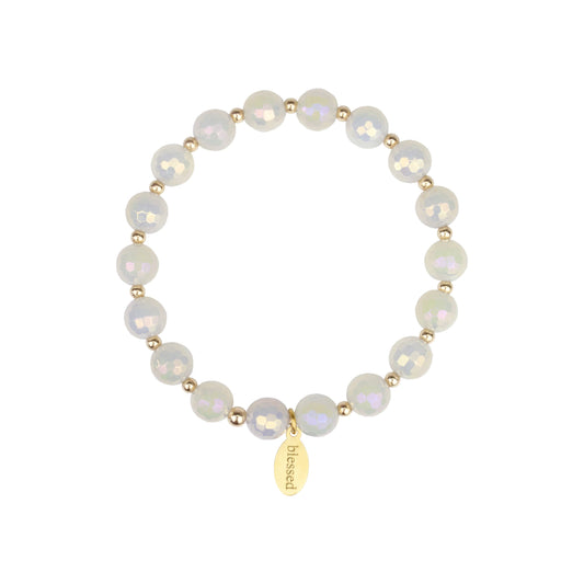 Count Your Blessings Bracelet Mystic Champagne Agate in Gold