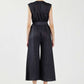 Pleated Sleeveless Button Front Jumpsuit