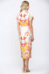 BOTANIC SCARF PRINT SELF TIE WAIST BUTTON DOWN DRESS