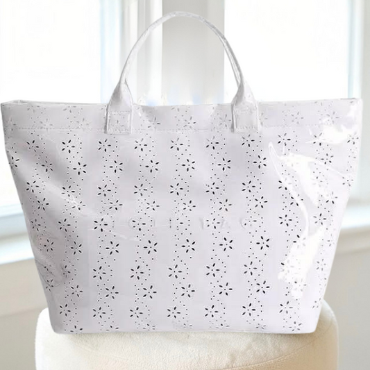 White Eyelet Tote Bag