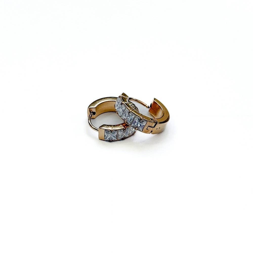 Demi Diamond Huggie Hoops - Waterproof