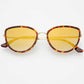 Luna Acetate Womens Cat Eye Sunglasses: Tortoise / Gold Mirror