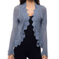 Scalloped Open-Front Knit Cardigan