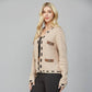 Webbing Ribbon Trimmed Open Cardigan