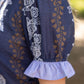 Navy Stripe Ruffle Detail Floral Printed Top
