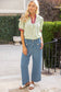 Color Pop Bands Floral Embroidered Mint Top