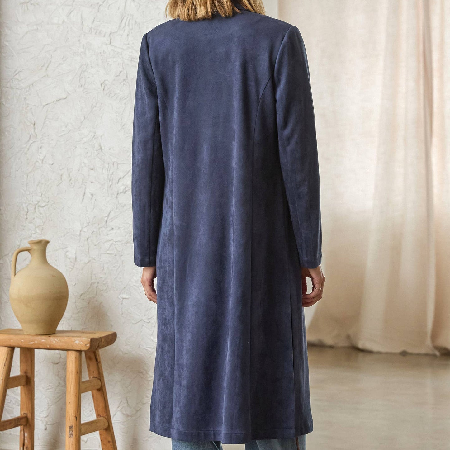Western Faux Suede Duster Coat