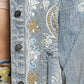 Waist Defining Embroidery Roomy Fit Denim Jacket