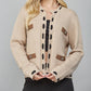Webbing Ribbon Trimmed Open Cardigan