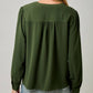 Front Pleated Button Down Shirt