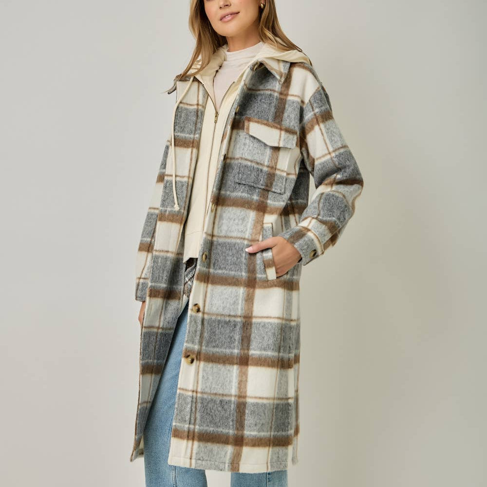Twofer Hoodie Plaid Jacket