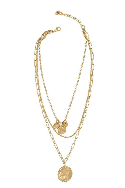 Three Row Multi Chain & Pendants Necklace
