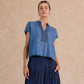Chambray Boxy Cropped Top