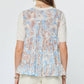 Short Sleeve Knit Top W/Floral Chiffon Back