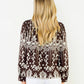 Tie Neck Long Sleeve Pattern Detail Top