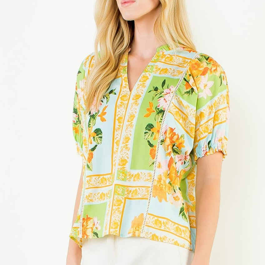 Short Sleeve Floral Print Top