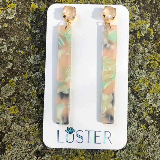 Ivory Stick Drop Lightweight Statement Earrings