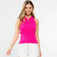Magenta Collared Button Up Sleeveless Top