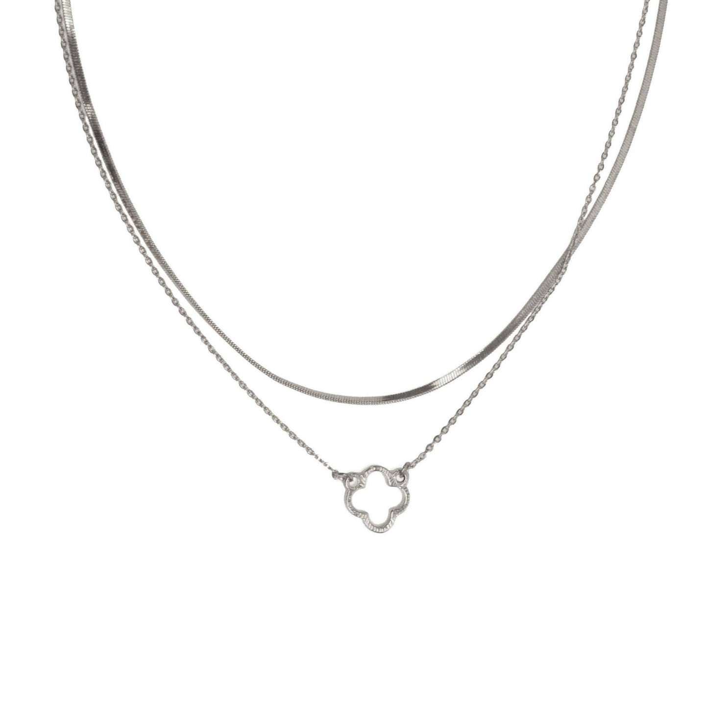 15+ Quatrefoil Pendant 2 Row Necklace