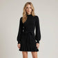 Mock Neck Ruffle Bottom Dress