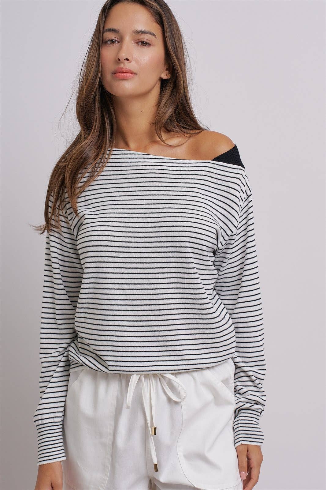 Asymmetrical Striped One-Shoulder Top