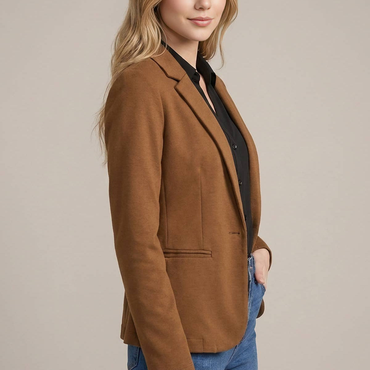Classic Single-Button Tailored Blazer