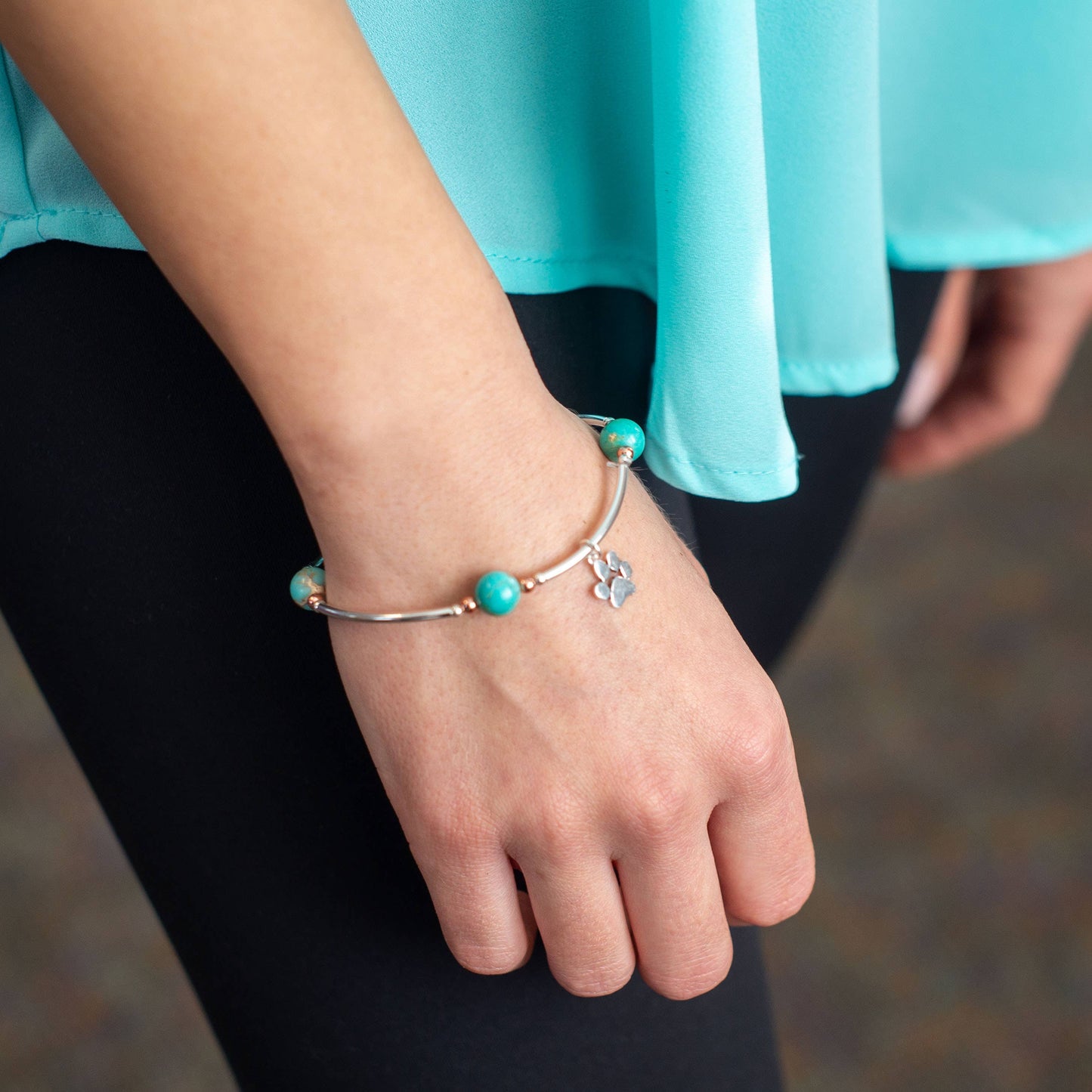 Charmed Blue Jasper & Paw 8mm Blessing Bracelet