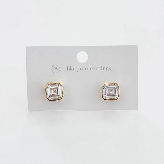Bezel Diamond Stud Earrings - WATERPROOF
