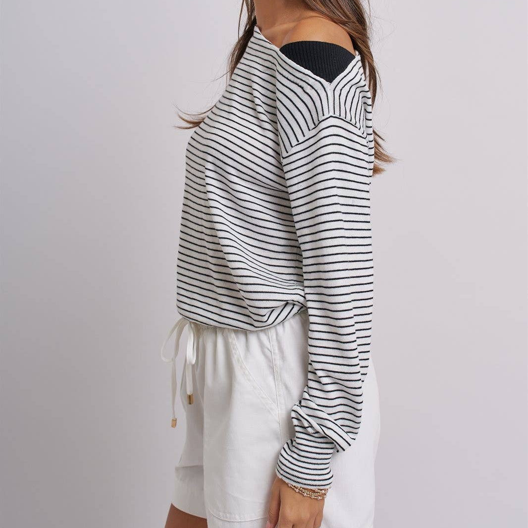 Asymmetrical Striped One-Shoulder Top
