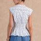 Floral Eyelet V-neck Peplum Blouse