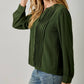 Front Pleated Button Down Shirt