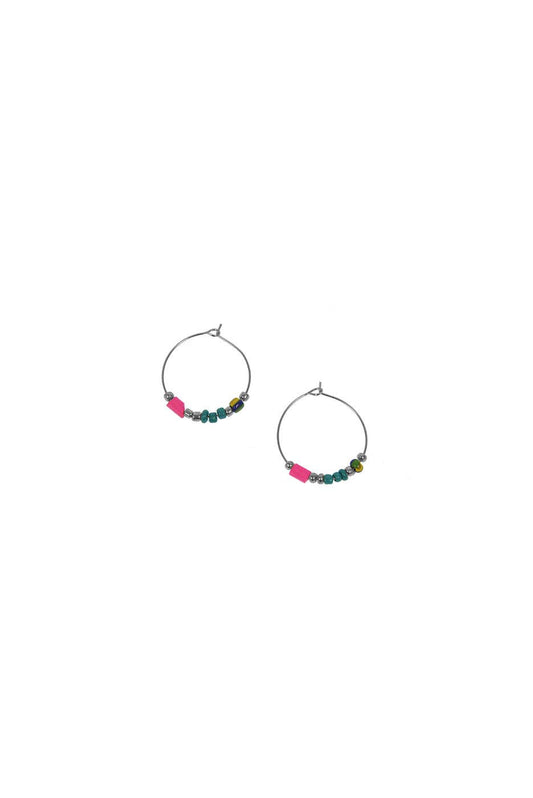Multi Bead Hoop Earring