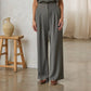 Eco-Friendly Recycled Poly Pleated Wide Leg Pants