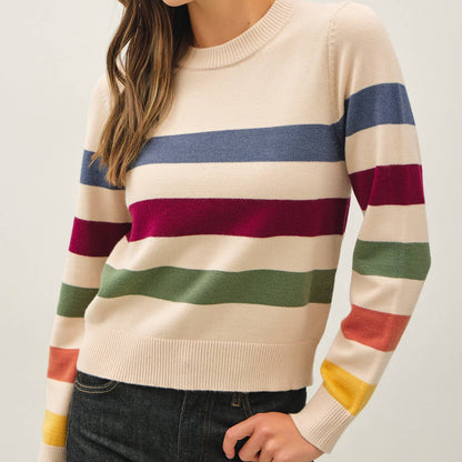 Rainbow Striped Knit Sweater
