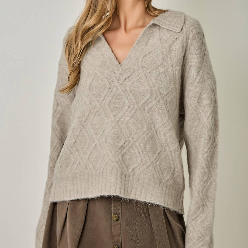 Diamond Textured Mohair Pullover