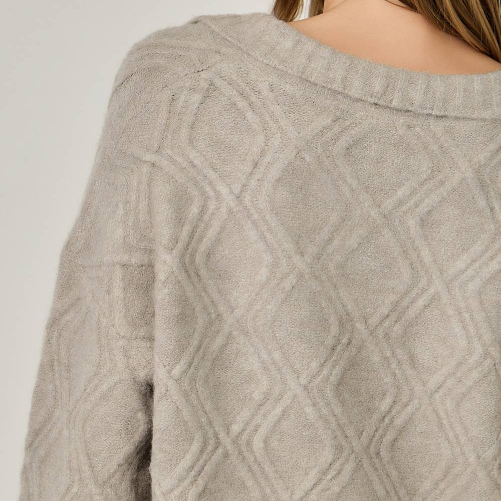 Diamond Textured Mohair Pullover