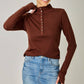 High Neck Striped Henley Top